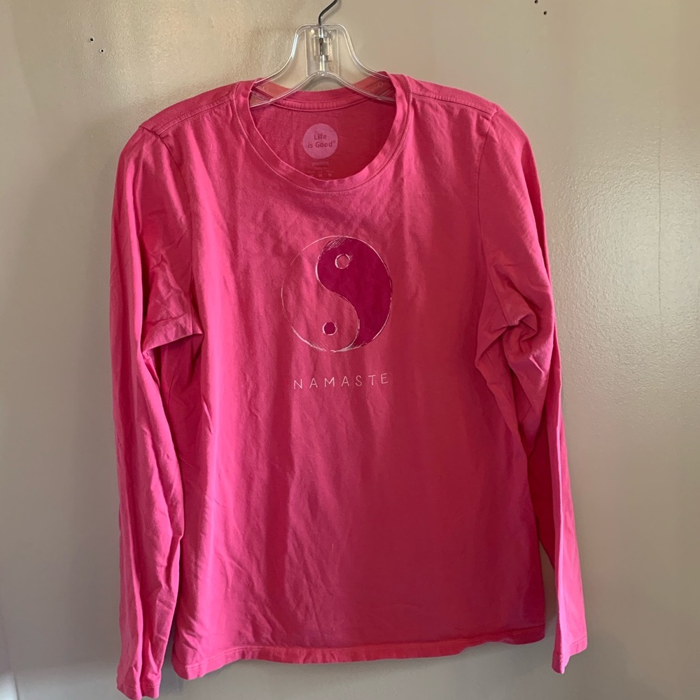 Life Is Good Namaste long sleeve tshirt pink